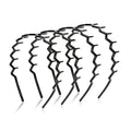 WOVOWOVO Zig Zag Headbands for Women Teen Girls Men, Plastic Hair Bands with Teeth Thin Zigzag Head Bands for Women, Non Slip Black Comb Hairbands Hair Accessories, 4 Packs