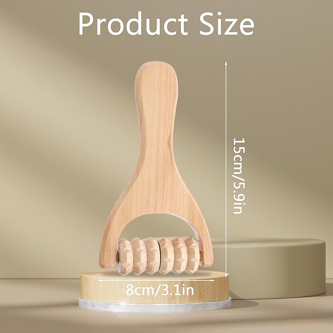 Abeillo 3Pcs Wood Therapy Massage Tools Wooden Massage Rollers, Hand Massage Tools Manual Muscle Roller Stick for Relaxes Thigh, Leg, Hands Full Body Muscle Men Women