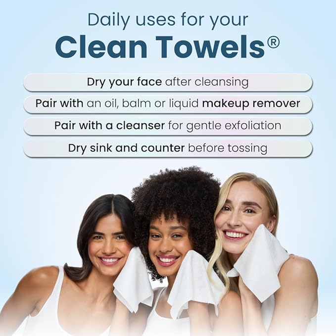 Clean Skin Club Clean Towels® XL Variety 4-Pack Travel Set, Disposable Face Towels, Includes Original, Sensitive, Blemish Control & Healthy Aging, 40 Count Total, 10 Each