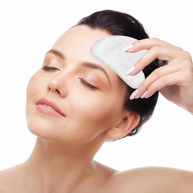 Gua Sha Facial Tools, White Quartz Guasha Tool for Face & Eye Gua Sha Stone for Puffiness Reducing & Jawline Sculpting Face Stone Gua Sha Tools for Skin Care Woman GuaSha Stone Tool, White