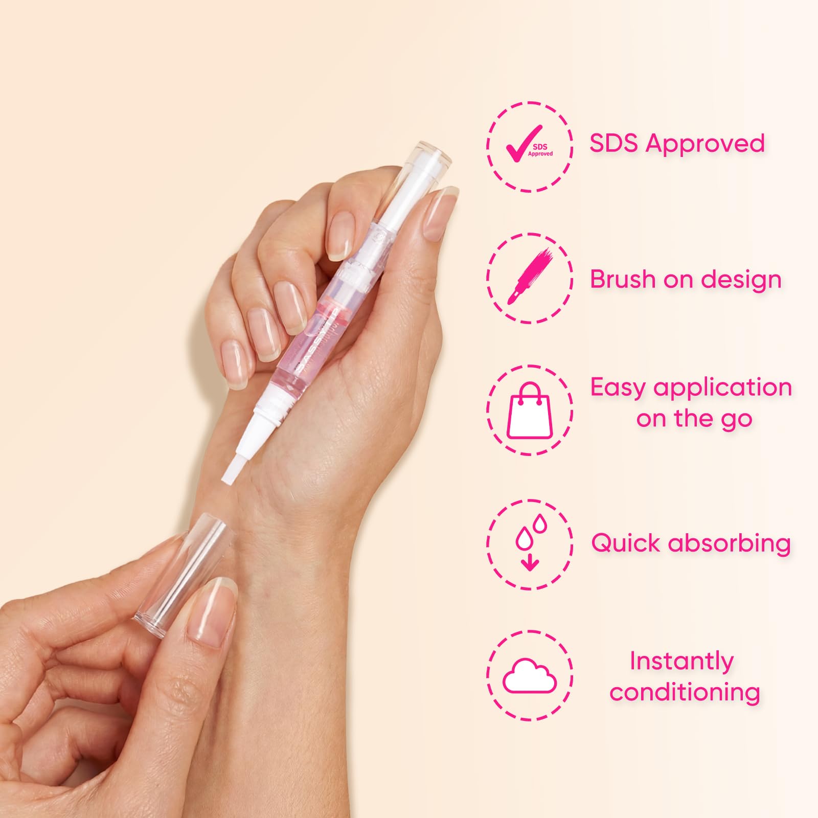 SASSYTIP Nail Strengthen Oil Pen | Fast-Absorbing Cuticle Oil with Biotin & Ginseng | For Brittle & Peeling Nails | Jasmine, Rose, Lemon Scents | Home, Office, Travel Use (3PCS)