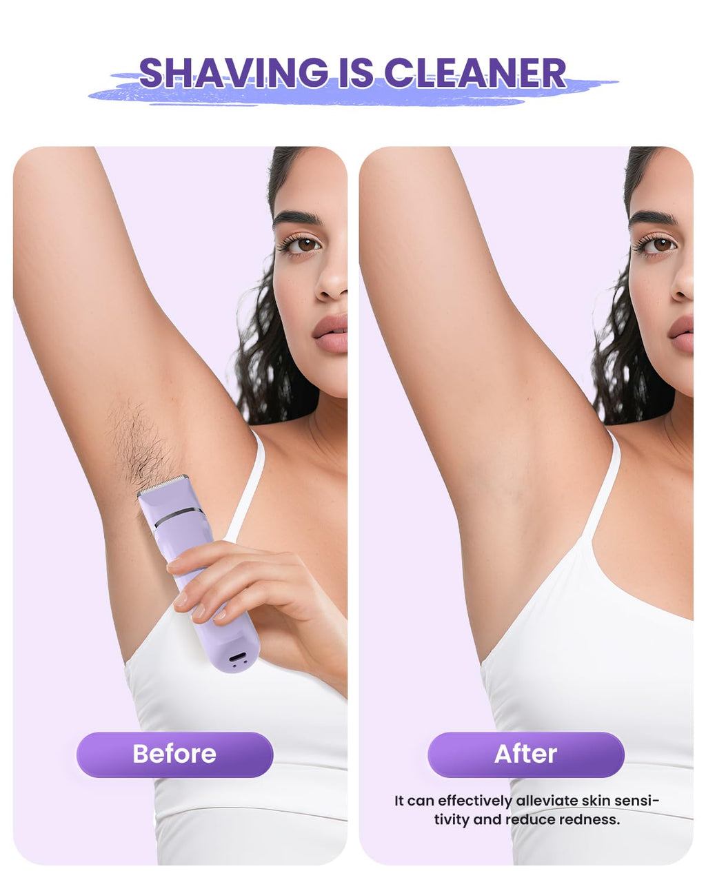Bikini Trimmer for Women - 5 in 1 Electric Razors for Ladys Pubic Facial Nose Body Leg Hair Removal, Waterproof Electric Shaver for Women Private Area Sensitive Skin, Personal Hair Trimmer-Purple