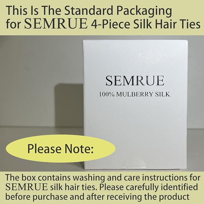 100% Mulberry Silk Scrunchies, 4 PCS, 22 Momme, Brown - Protecting Hair from Damage, for Hair Sleep, Silk Hair Ties Elastics