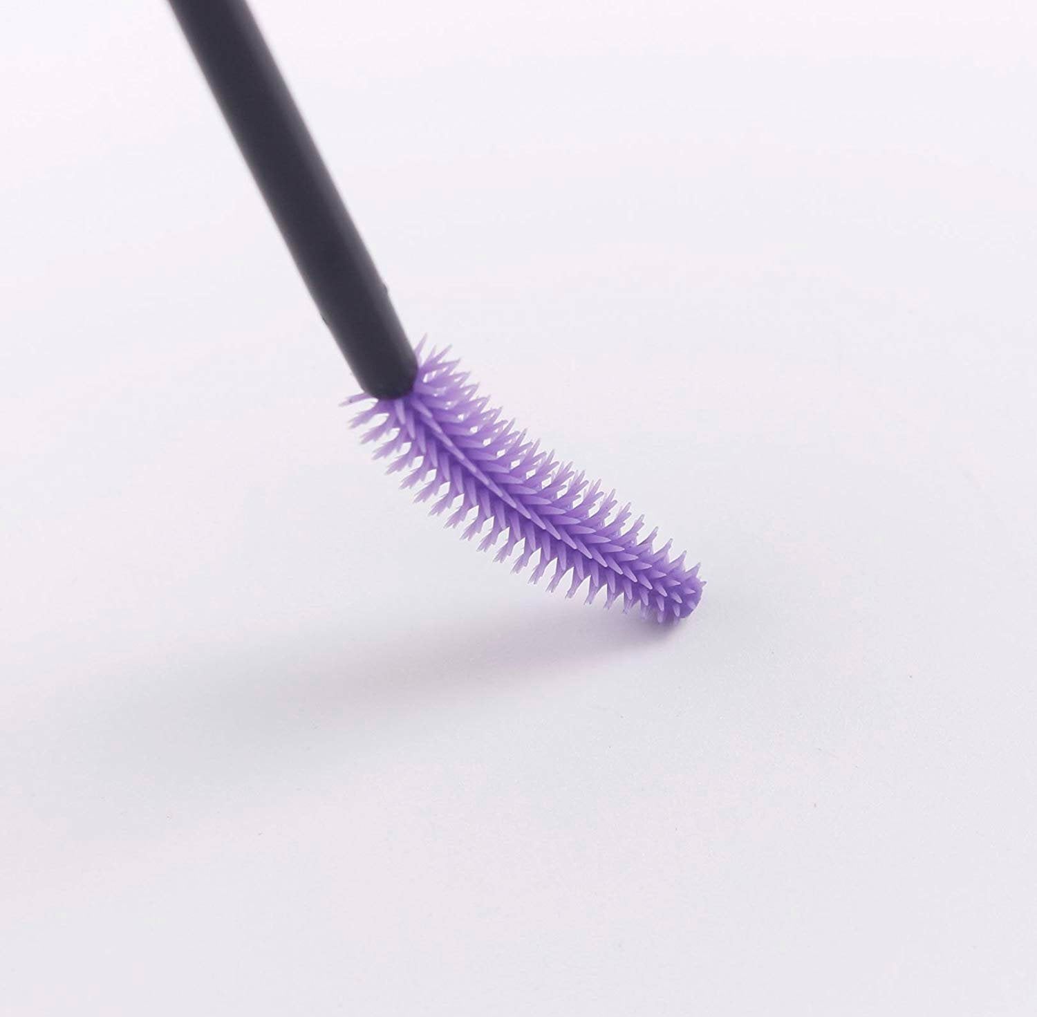 BIHRTC Pack of 100 One-Off Disposable Silicone Eyelash Mascara Brushes Wands Applicator Eyebrow Brush Makeup Tool Kit Set (Tower Shape - Black+Purple)