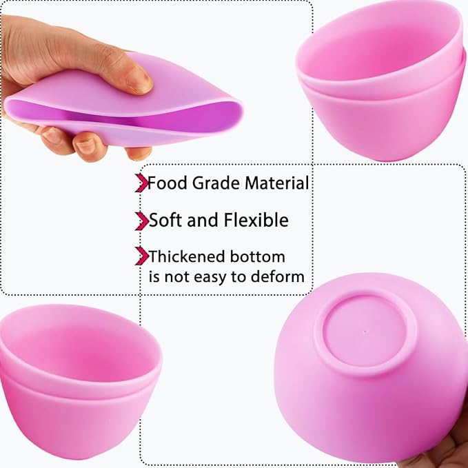 10 Pack Silicone Face Mask Mixing Bowls - Microwave & Freezer Safe, Non-Stick Esthetician Bowls for DIY Skincare, Clay Masks, Hair Color, 3.3-inch Esthetician Supplies (Purple-10Pcs)
