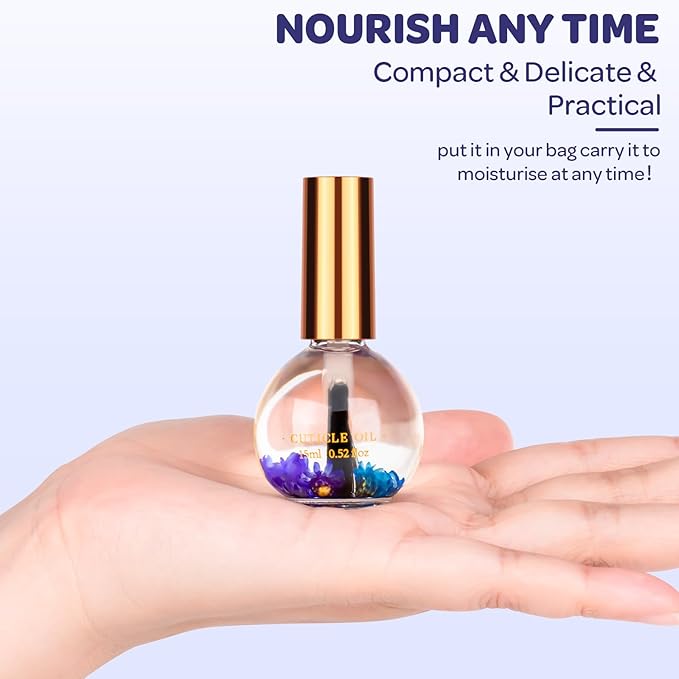 Cuticle Oil, Lavender Cuticle Nail Oil Infused with Real Flowers 15ml