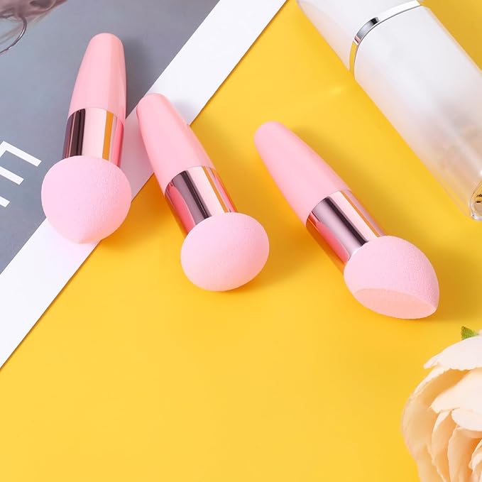 Concealer Sponge Powder Applicator 6 PC Makeup Eye Cream Tool Eyebrow Eyeliner Sponges Brush Beauty Puff Handle Round Head Foundation Foam Tip Applicators Make Up Cosmetic Sponge For Eyeshadow