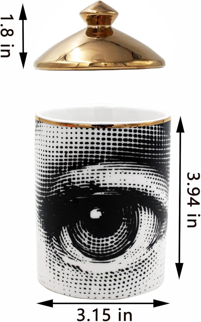 Big Eye Starry Sky Aromatherapy Candle Jar with Lid Ceramic Makecup Cotton Swab Holder Home Deocrative Bottler, Home Fireplace Kitchen Dining Decor for Living Room Knick Knacks Candle Holders (F5)