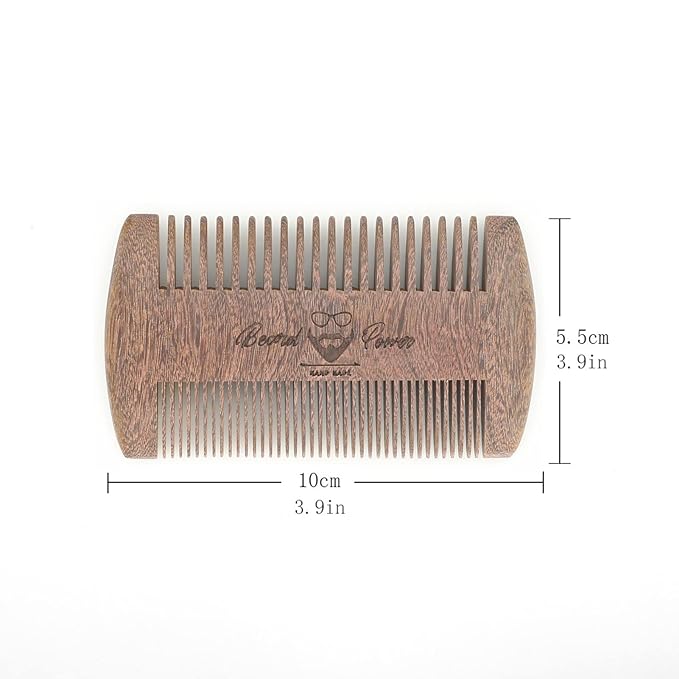 Menesia Black Sandalwood Beard comb for Men with Travel Case