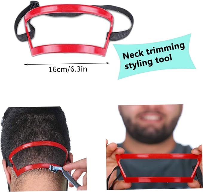 Jeorywoet Beard Shaping Tool Kit Neckline Shaving Template Guide Set Red
