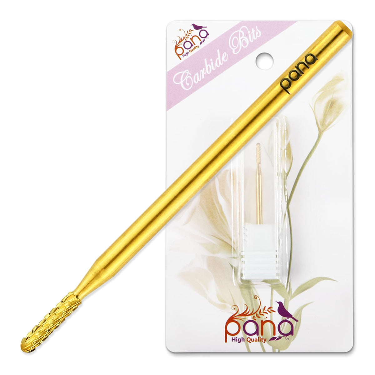 PANA 3/32" Carbide Cuticle Nail Drill Bit for Cuticle Cleaning, Dead Skin Removal, Gel Polish & Acrylic Removal, Under Nail Cleaner, Nail Salon, Manicure Tools (UNC - Gold, Coarse)