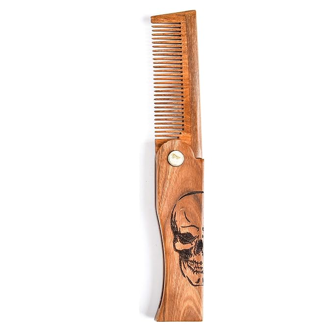 Menesia Folding Wooden Beard Comb for Men