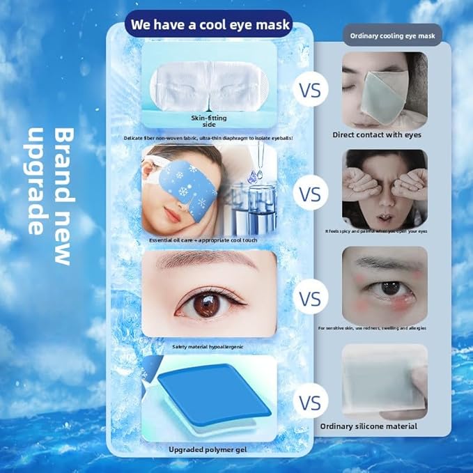 Cooling Eye Masks for Puffy Eyes and Migraine Relief, Disposable Cold Compress Eye Mask for Sleeping Travel Spa, Instant Soothing Eye Pads with Non-Woven Fabric, 10 Pack