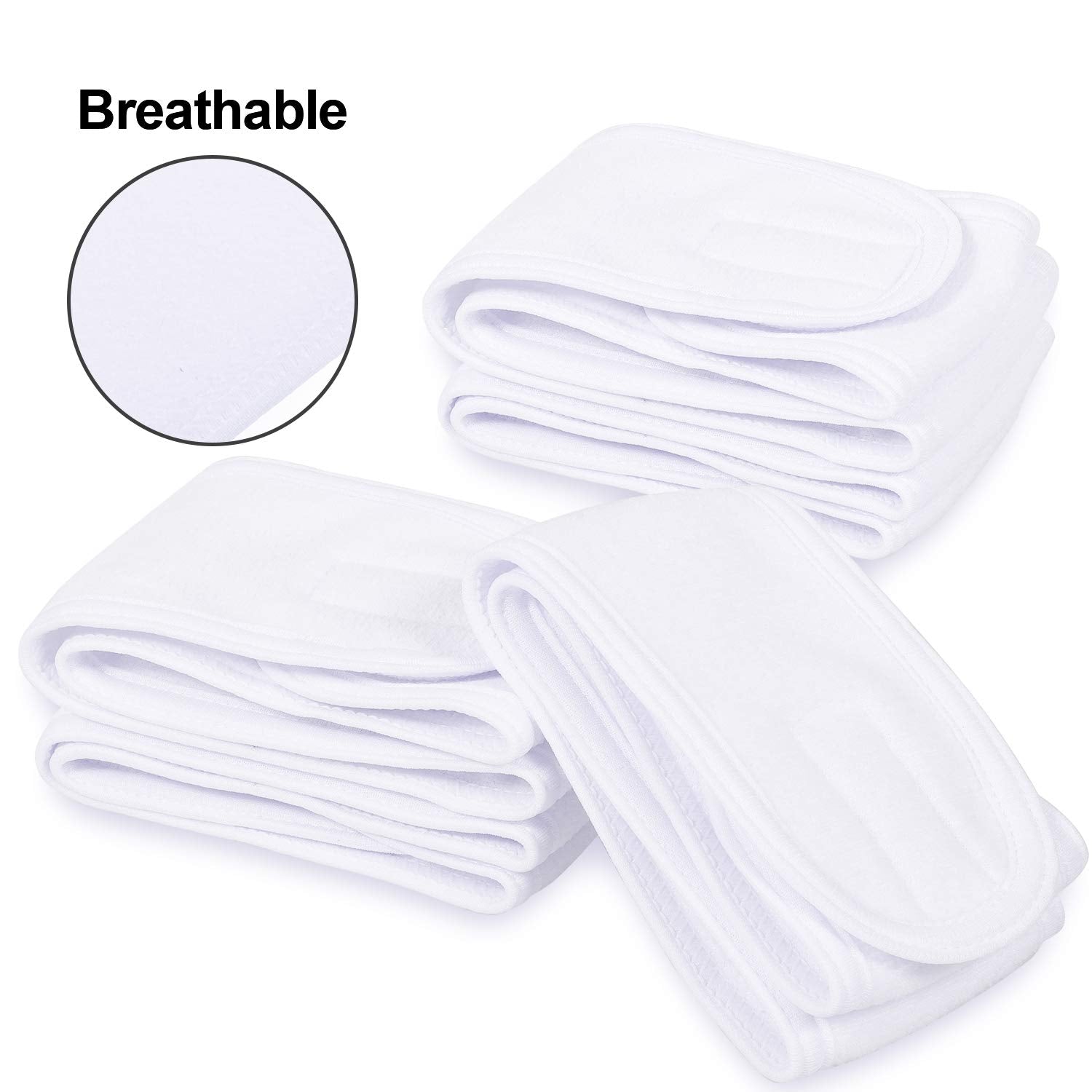 Whaline Spa Headband 4 Pcs White Makeup Hair Band Facial Head Wrap Hair Tie