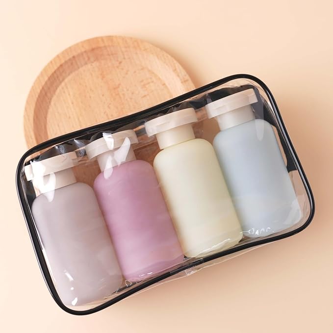 Travel Shampoo Bottles for Toiletries, Leak Proof Travel Size Toiletries Bottle Containers for Shampoo and Conditioner, Reusable Squeeze Bottles, Essentials Accessories (Garden Series, 3.4oz, 4Pcs)