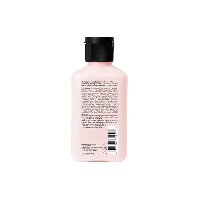 Hempz Mini Juicy Peach Lotion, Natural Hemp Seed Oil Ultra Hydrating Body Moisturizer with Shea Butter, Peach Extract, and Aloe Vera Extract, Travel Friendly, 2.25 fl.oz.