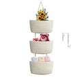 TeoKJ Over the Door Hanging Basket, 3-Tier Woven Cotton Wall-Mounted Storage Organizer Bag Decorative Hanging Nursery Baskets, White
