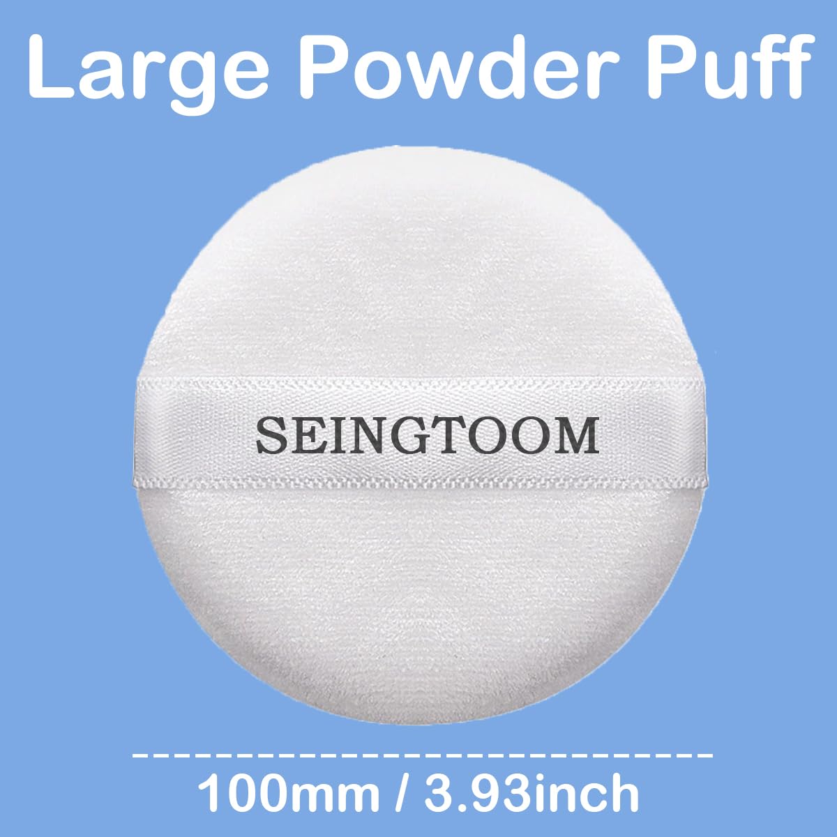 SEINGTOOM 3Pcs Large Powder Puff, 3.93 Inch Body Puff，Loose Soft Velour Body Powder Puff and Container White