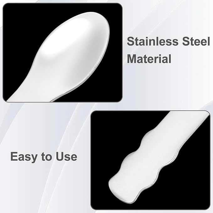 3pcs Mini Stainless Steel Makeup Spatula, Reusable Cosmetic Cream Spatulas Spoon, Skincare Scoop Applicator Facial Massage Beauty Tools for Mixing and Sampling Face Eye Cream- Silver