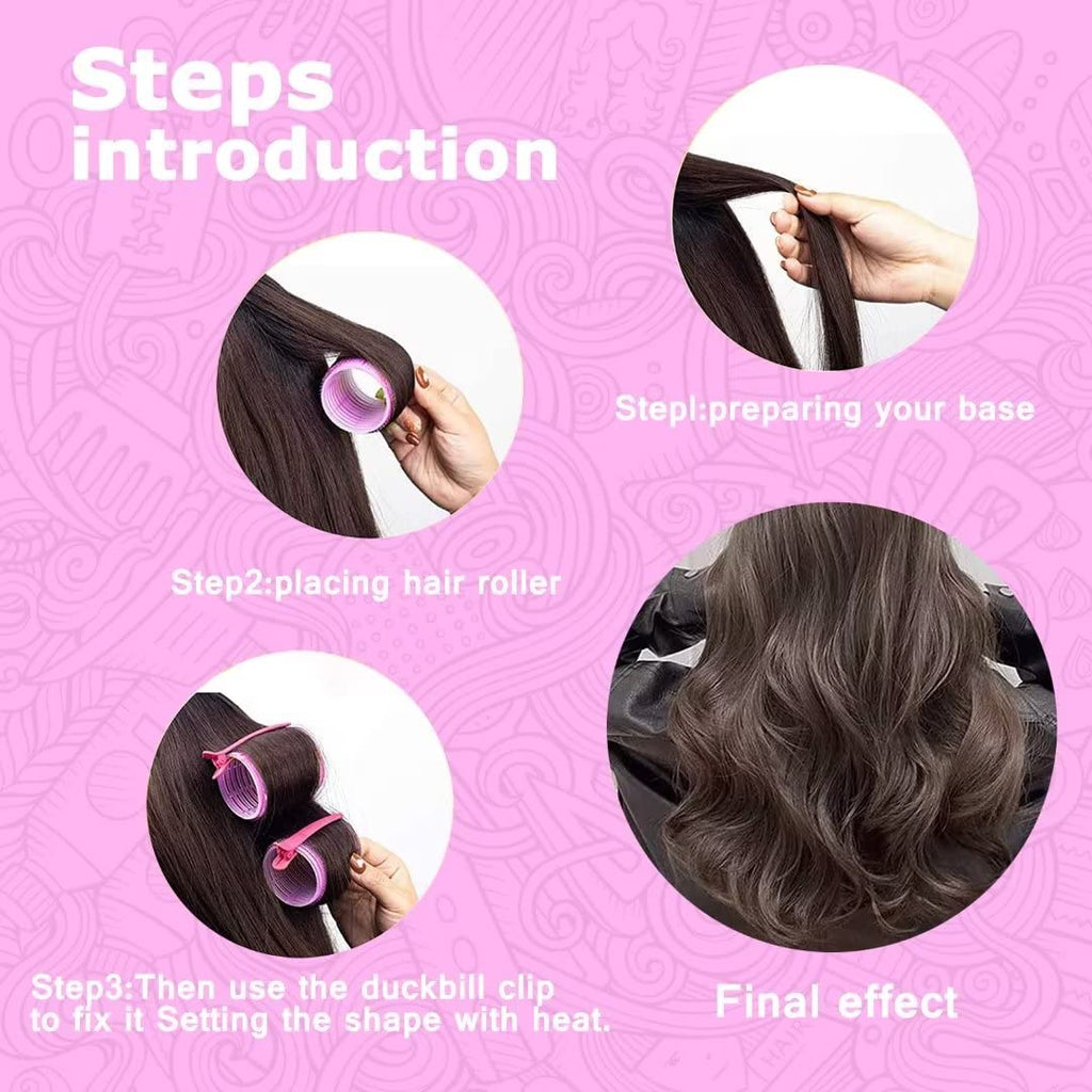 Sungenol Self Grip Hair Rollers Set, 18 Rollers in 3 Sizes with Clips