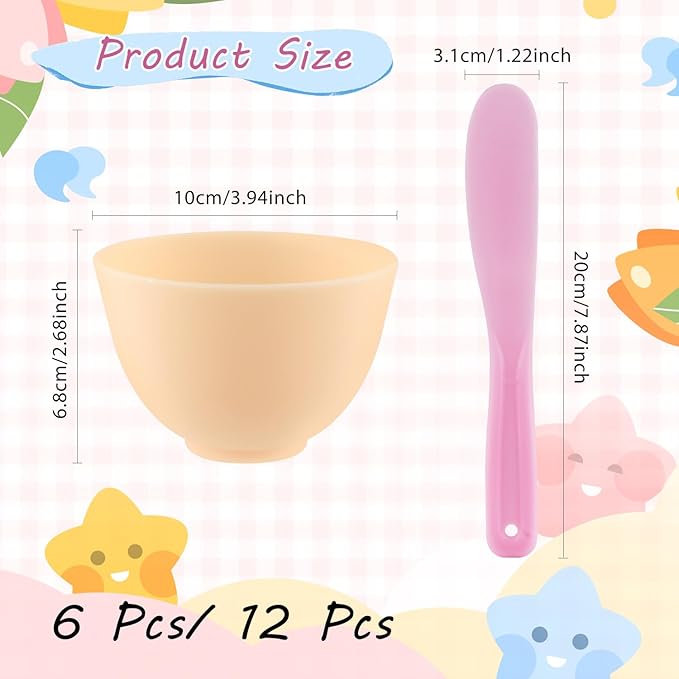 Multicolor Silicone Mixing Bowls Facial Mask Serve Bowl Cosmetic Beauty Tool with Stirring Sticks for Skincare DIY Craft Home Salon - 12 Pcs