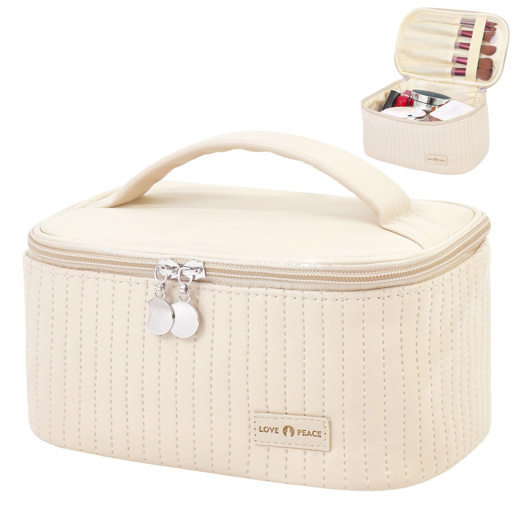 Yuilgdo Makeup Bag Travel Cosmetic Bag, Large Capacity Makeup Organizer Bag and Storage, Portable PU Leather Pouch Toiletry Bag Make up Organizer, Cosmetic Bags for Women