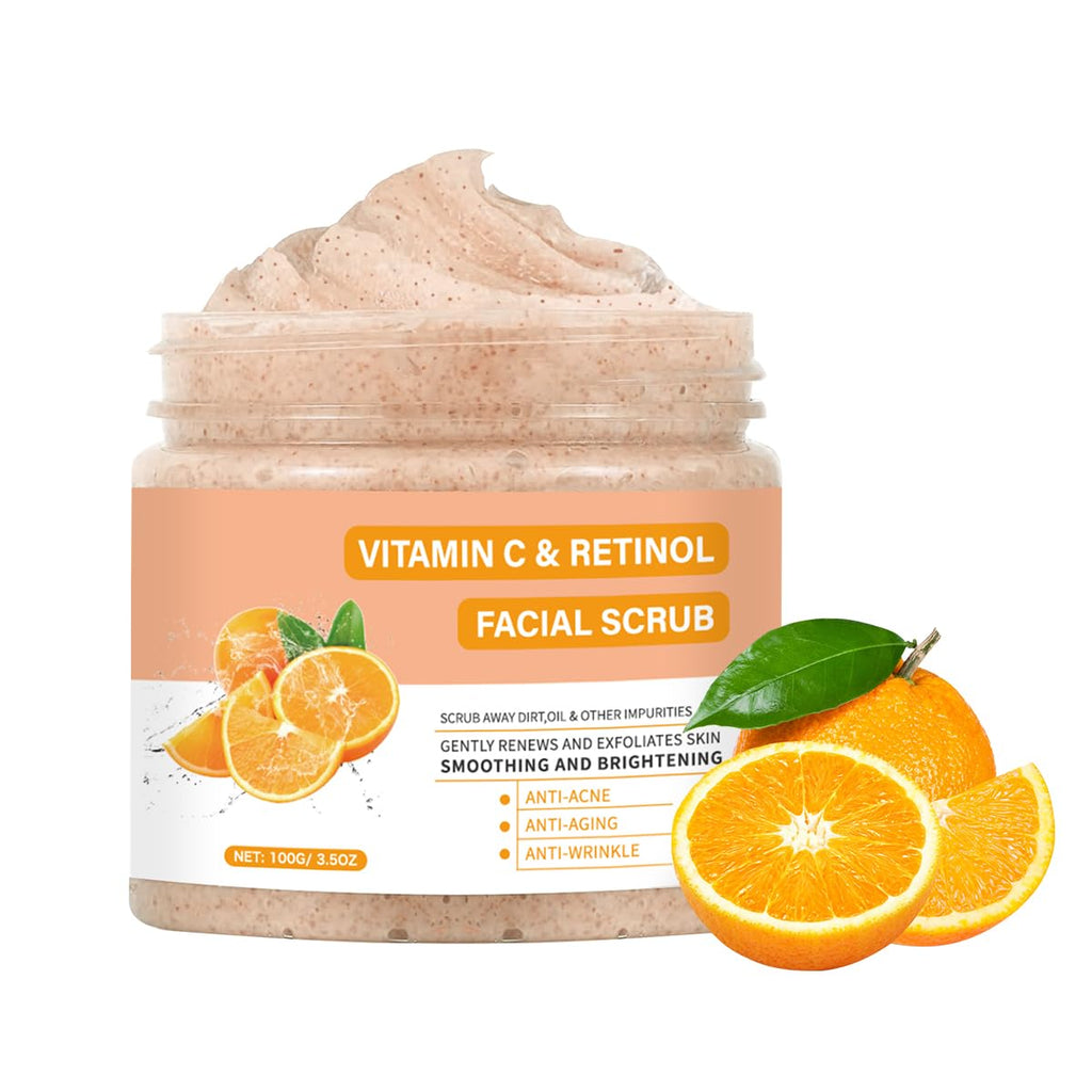 Vitamin C Face Scrub, Exfoliating Facial Wash with Retinol, Facial Scrub,Facial Exfoliating Scrub, Facial Scrubs for Women,Deep Cleansing Face Wash Cleanser for Women Men