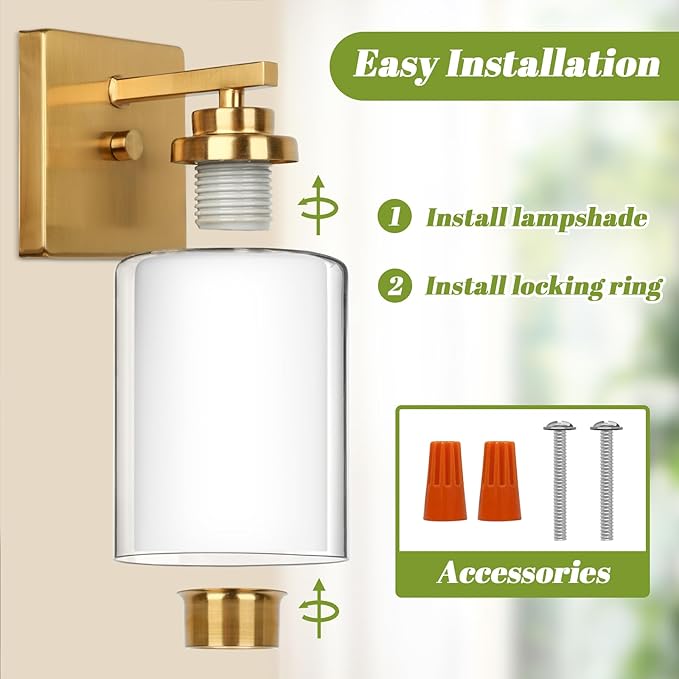 VerRon Wall Sconces Set of 2 with Double Clear Glass Shade for Bathroom