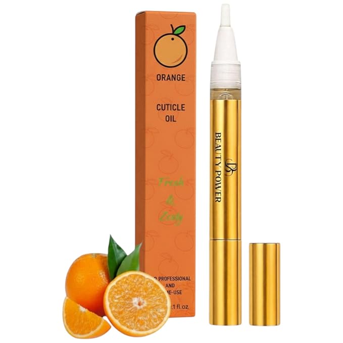 Beauty Power Nail Oil Cuticle Pen - Orange - Nail Strengthener & Growth Serum with Vitamin A, D, E, B5, Grapeseed & Natural Oils - Repair for Brittle, Peeling, Thin Nails - Gift Idea