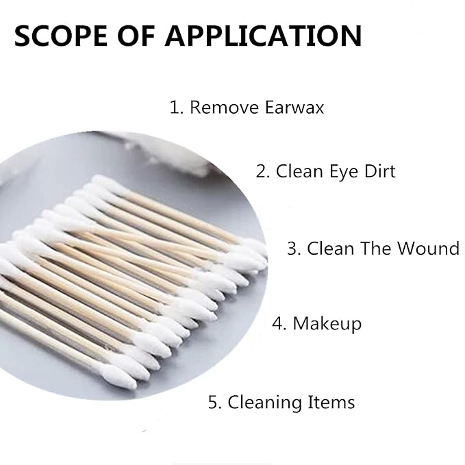 RIKWOG Cotton Swabs, 1000 Count Bamboo Sticks Cotton Swabs with Storage Box Cotton Buds with Wooden Handles For Ears Makeup or Nails Personal Care, One Pointed Tip