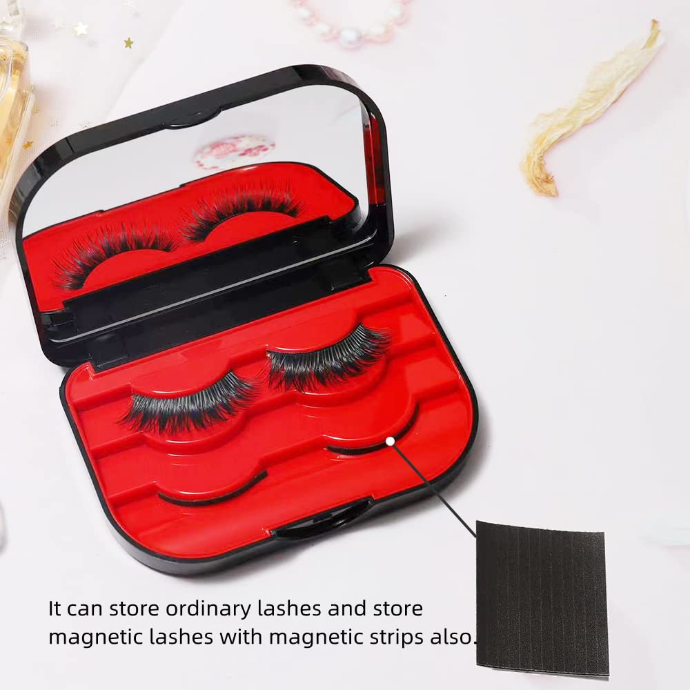 False Eyelash Storage Case with Mirror Empty Travel Lash Organizer Box