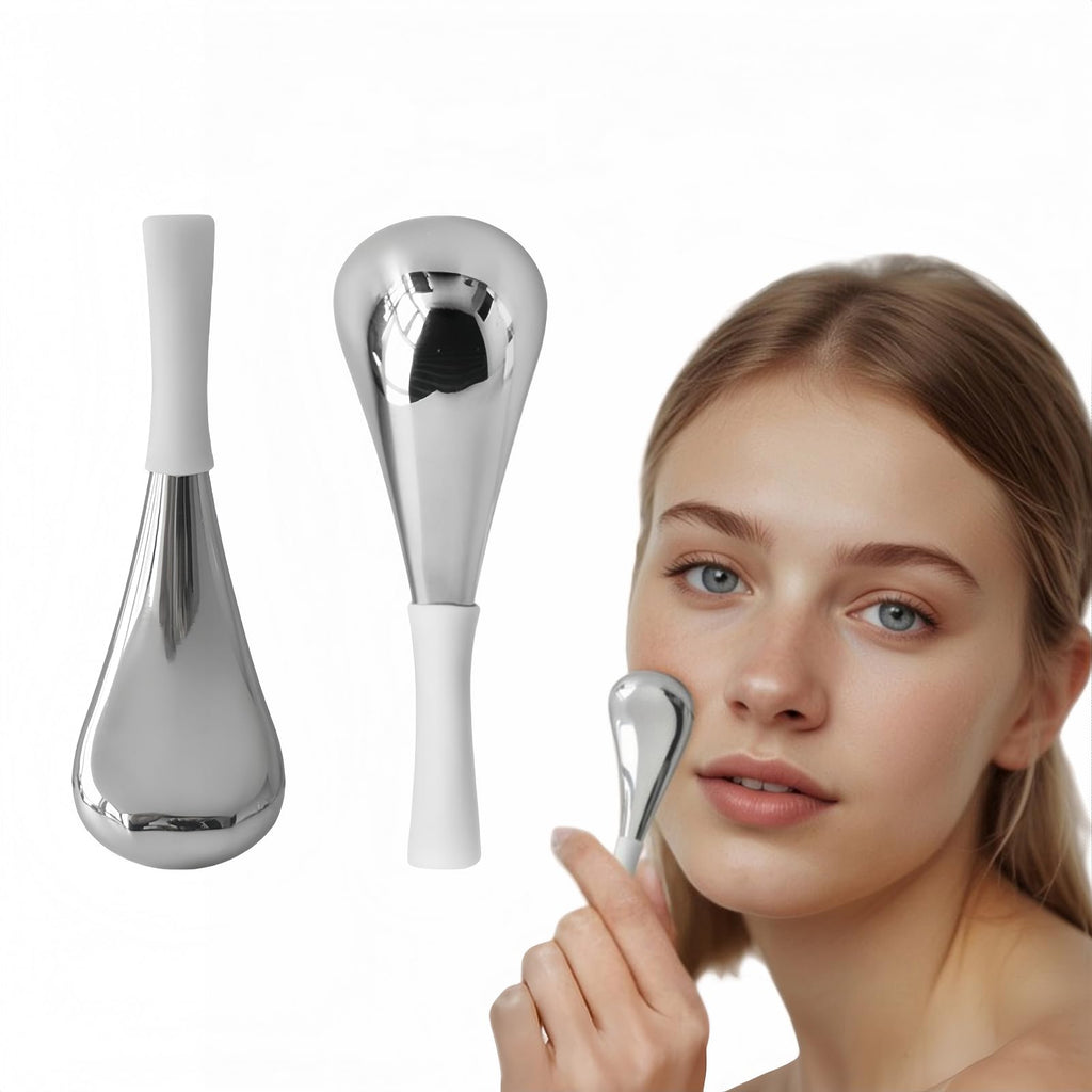 AOSHAWN Cooling Globes for Face and Eyes, Ice Globes for Facials, Stainless Steel Cryo Sticks for Women and Ladies, Skin Care Tools Spa Roller, Anti-Aging, Wrinkles and Puffiness Relief (White)
