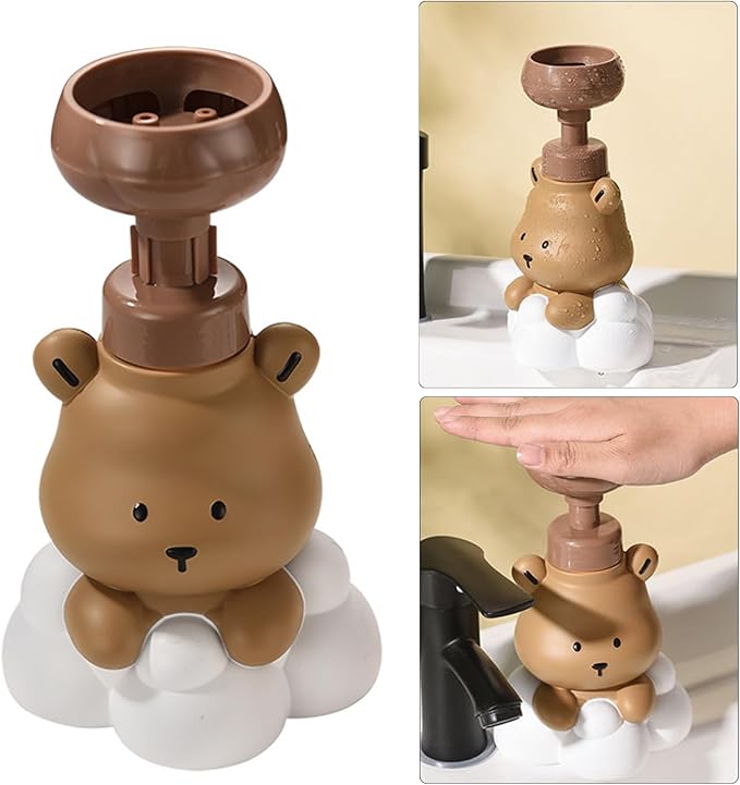 1 Pc Bear Paw Foam Soap Dispenser Cartoon Shaped Pump Bottle Refillable Hand Sanitizer Dispenser for Bathroom Kitchen Shampoo Lotion