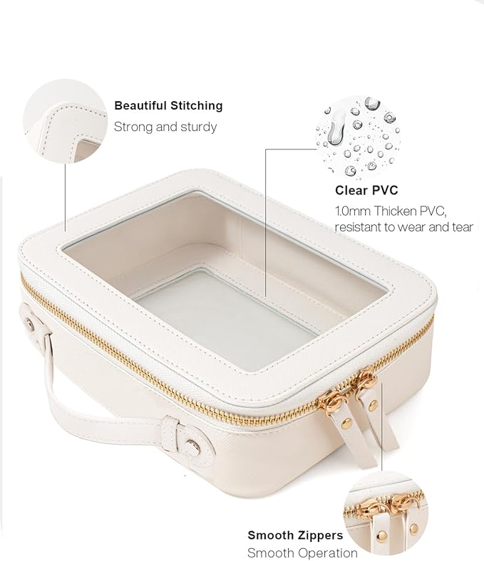 2 Pieces Clear Mahjong Bag, Travel Makeup Bag Large Cosmetic Bag with Zipper Small Clear Makeup Pouch for Purse Waterproof TSA Approved Toiletry Bag Case for Women Car Organizer Travel Essentials