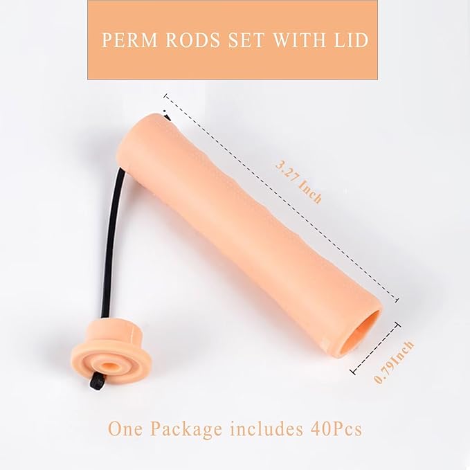 meigick 40Pcs Perm Rods Set - Plastic Cold Wave Rollers Non-Slip Hair Curlers for Long, Medium, Short Heatless Perming and Hairdressing (Yellow)