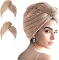 Microfiber Hair Drying Towel Wrap for Women, Hair Turbans Towel for Wet Hair,turbie Twist Hair Towels(The Color of the Picture is for Reference only) (Brown,Brown)
