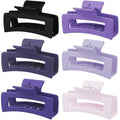 Sisiaipu 3.5 Inch Medium Hair Claw Clips 6 Pack Hair Clips for Women Square Rectangle Claw for Hair Banana Jaw Clips Hair Accessories for Girls (Purple)