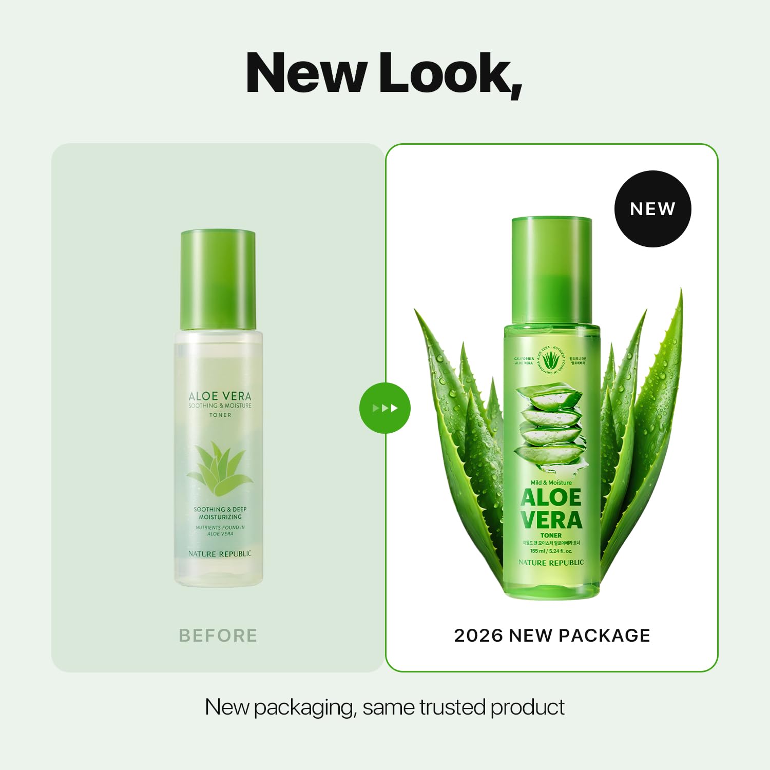 Nature Republic Mild & Moisture Aloe Vera Toner | Soothing & Hydrating Facial Toner, Lightweight Refreshing Formula, Korean Skincare (5.24 Fl Oz)