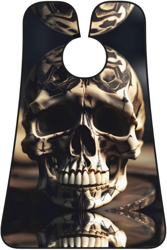 Skull Rock Roll Skeleton Bone Print Beard Bib Apron For Men, Beard Hair Catcher For Men Shaving Trimming,Beard Cape Cloth