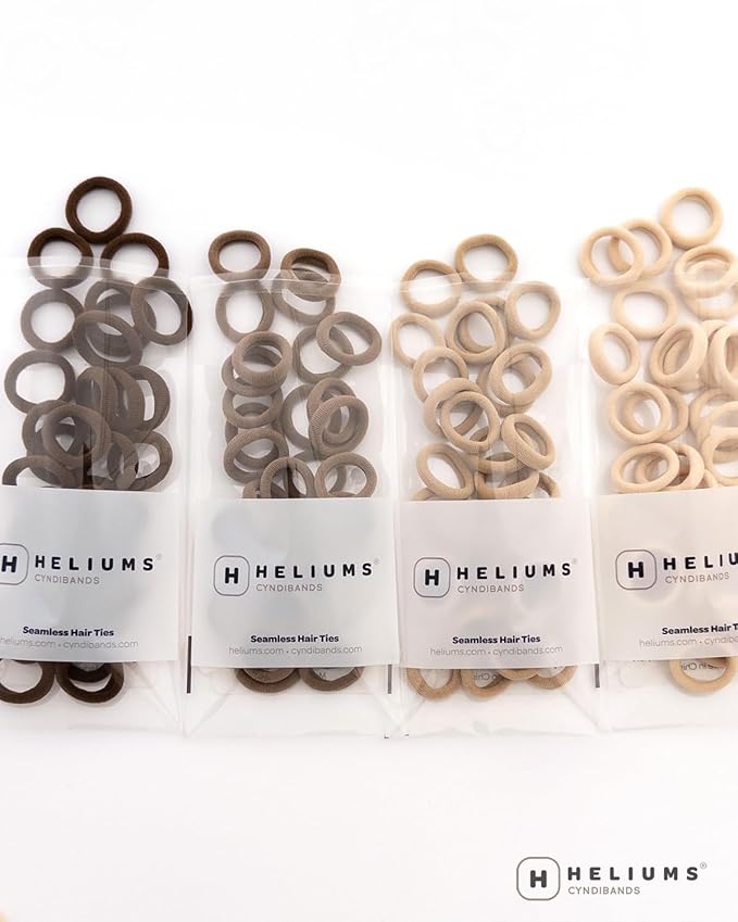 Heliums Extra Small Hair Ties No Damage - Neutrals Mix - Mini 0.7 Inch Tiny Soft Seamless Hair Bands for Toddlers, Braids, Kids Ponytails- 40 Count