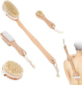 Dry Brush Set-4 Packs Natural Boar Bristle Dry Brushing Body Brush Exfoliating Face, Foot, Bath Brush for Face and Body for Cellulite Lymphatic Drainage(Set B)