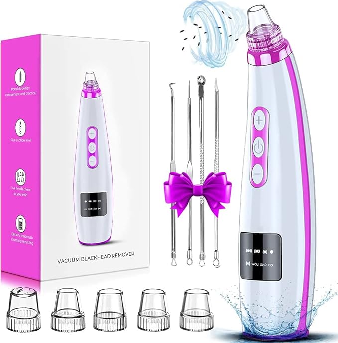 2026 Blackhead Remover Pore Vacuum, 5 Adjustable Suction Levels, 5 Probes, USB Rechargeable