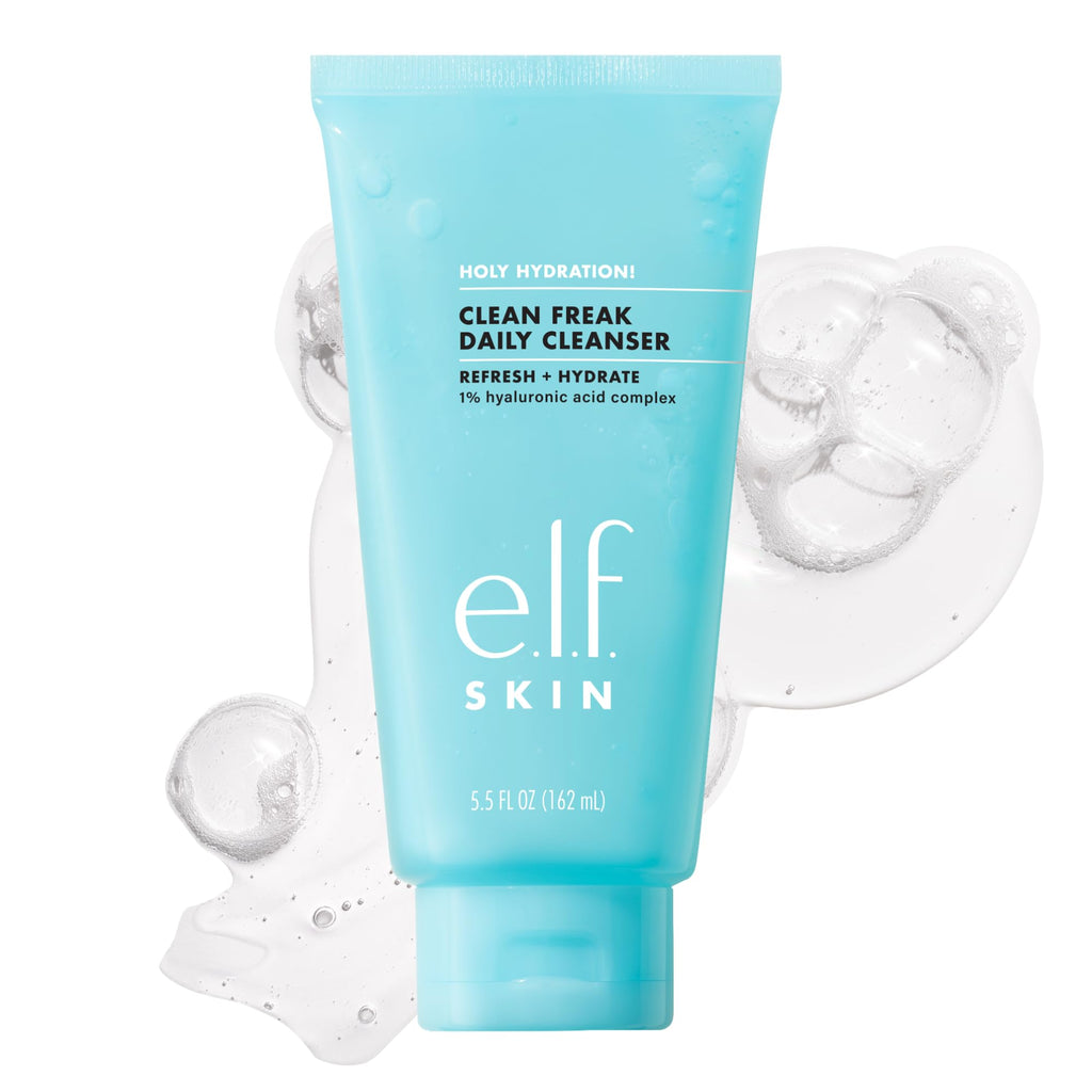 e.l.f. SKIN Holy Hydration! Clean Freak Daily Cleanser, Gentle Hydrating Gel Face Cleanser, Made With Hyaluronic Acid, Vegan & Cruelty-Free, 5.5 fl oz