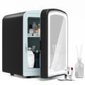 COYCYQI 4L Mini Skincare Fridge with Dimmable LED Mirror, Portable Beauty Refrigerator for Makeup, Cosmetic, Personal Small Refrigerator with Cooler and Warmer for Bedroom, Office and Car(Black)