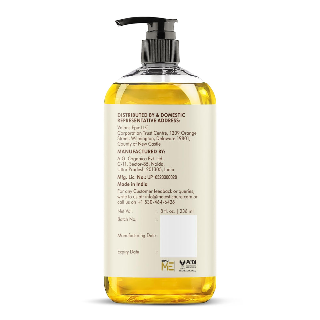 Majestic Pure Coconut Massage Oil, Moisturizing Body Oil, 8 Fl Oz