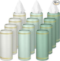 Fourluoo 12 Pack Car Tissue Cylinder Holder Bulk with 3 Ply Facial Tissues, Round Napkin Holders for Cup Holder Cylinder Travel Paper Tubes Bulk Round Napkin Boxes Packs (Fresh Color)
