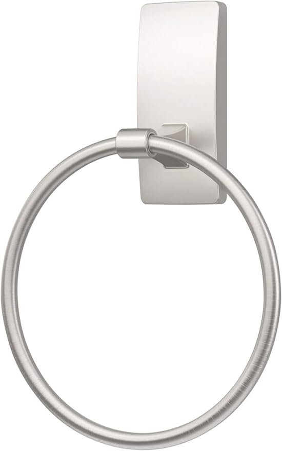 Command Hand Towel Holder Satin Nickel with Water Resistant Command Strips,Rust Resistant Bathroom Organizer,Holds up to 5 lbs,(Pack of 8)