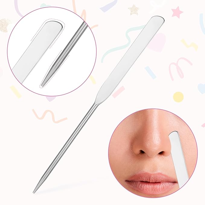 JJUNW 3 pcs Makeup Spatula Foundation Spatula, Stainless Steel Facial Beauty Spatula, Tiny Makeup Palette Mixer Face Cream Applicator Cosmetic Mixing Tool for Even Application Foundation Double Edged