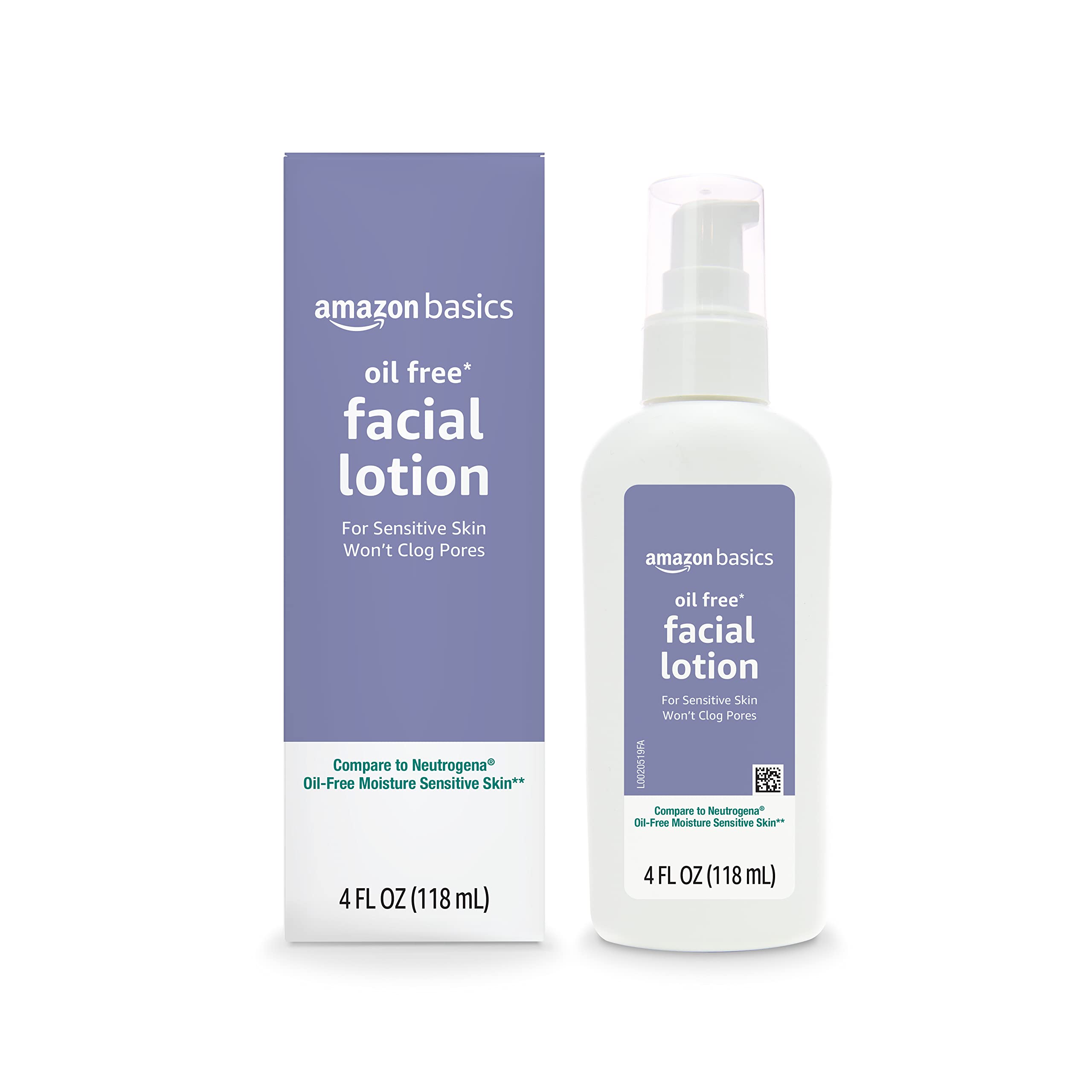 Amazon Basics Oil-free Facial Moisturizer for Sensitive Skin, Fragrance Free, Non-Comedogenic, 4 Fluid Ounce (Previously Solimo)