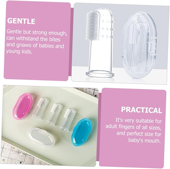9pcs Finger Toothbrush with Storage Boxes Soft Food-Grade Silicone Oral Cleaner for Years Gentle Gum Massager for Healthy Teeth and Teething Comfort